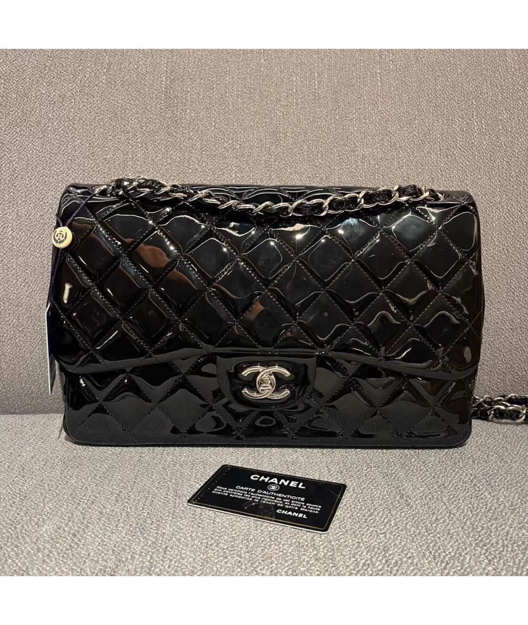 CHANEL Черная сумка через плечо из лакированной кожи, фото 7