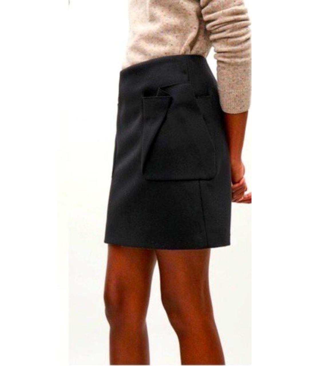 COS Черная шерстяная юбка мини, фото 8