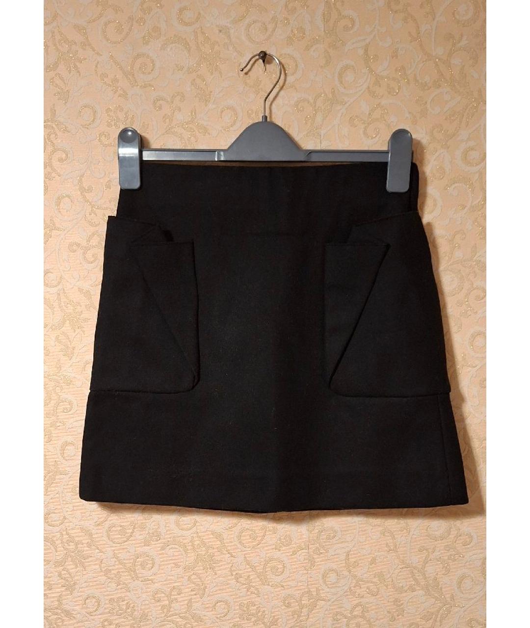 COS Черная шерстяная юбка мини, фото 10