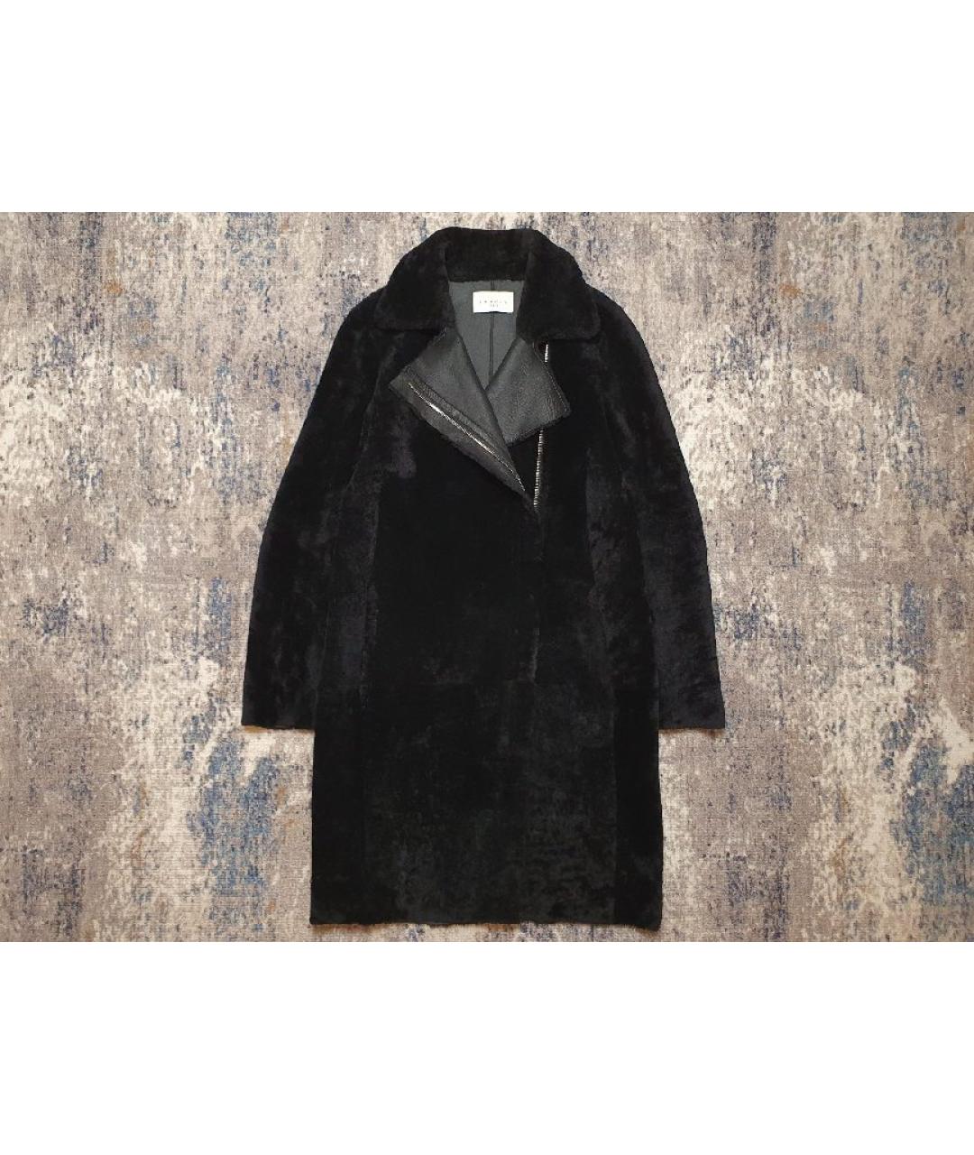 SANDRO Черная кожаная дубленка, фото 5