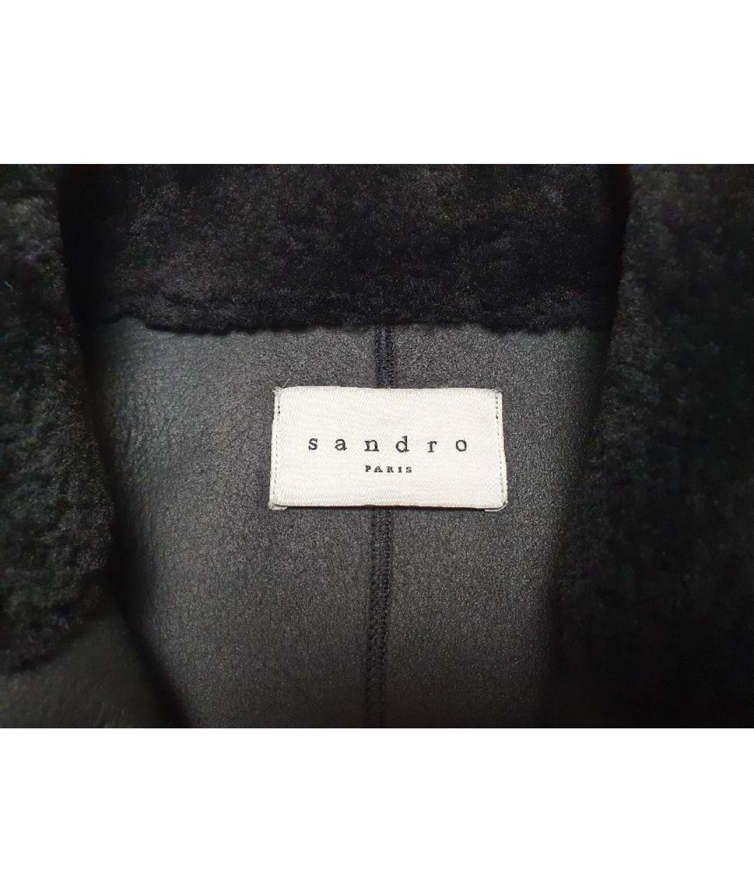 SANDRO Черная кожаная дубленка, фото 3