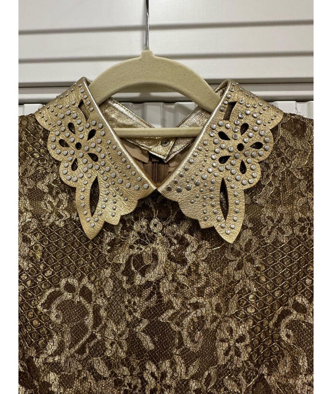 VALENTINO Золотое кружевное вечернее платье, фото 3