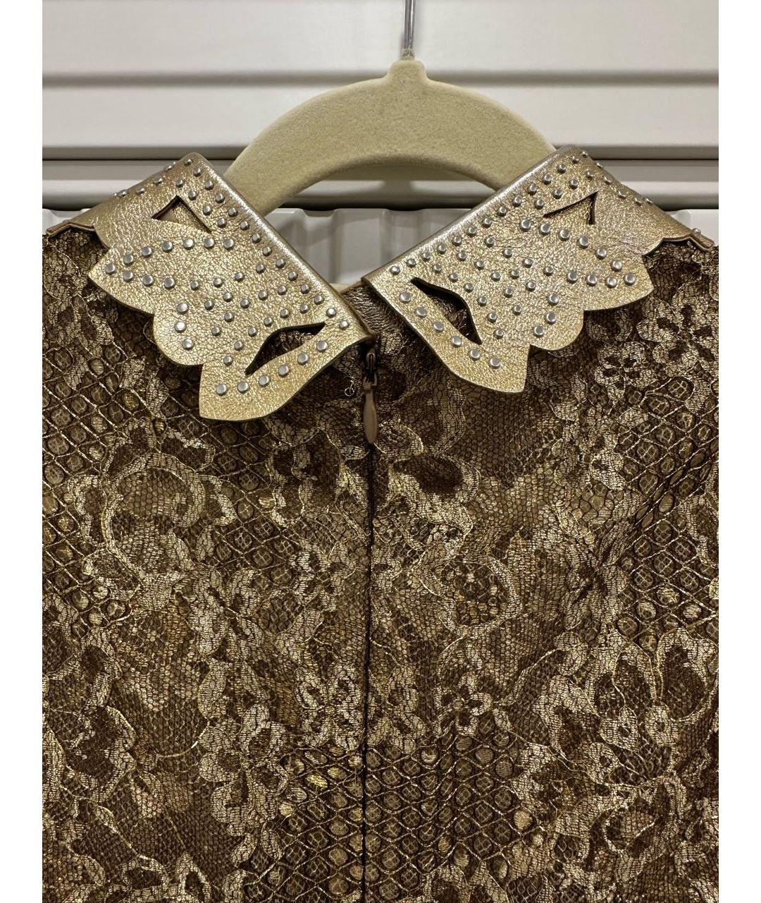 VALENTINO Золотое кружевное вечернее платье, фото 4