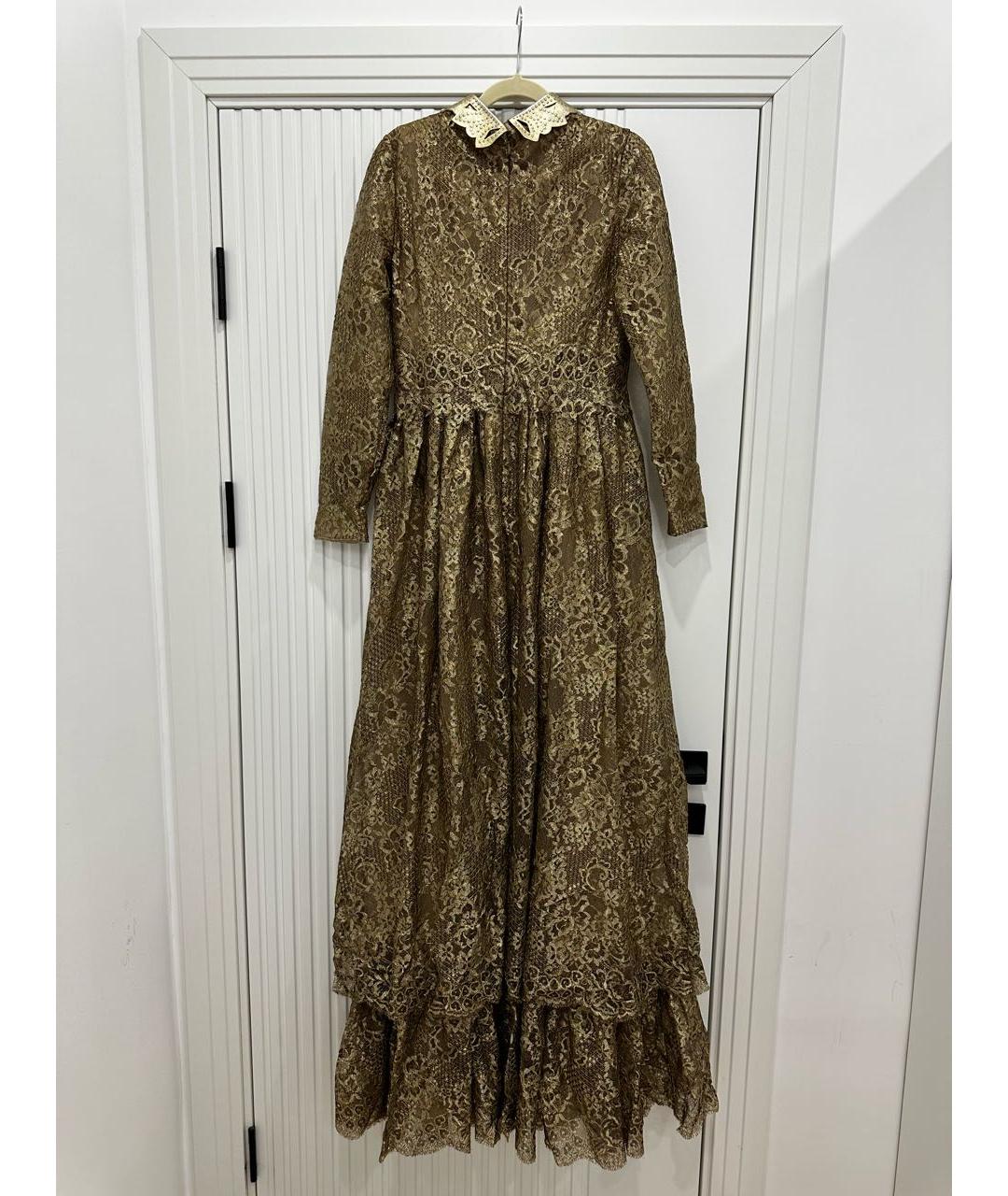 VALENTINO Золотое кружевное вечернее платье, фото 2