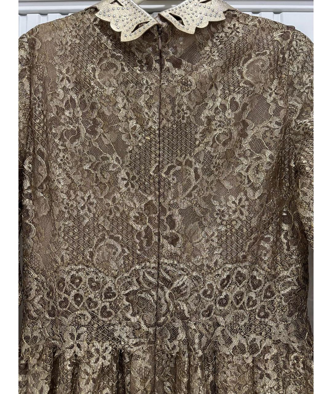 VALENTINO Золотое кружевное вечернее платье, фото 5