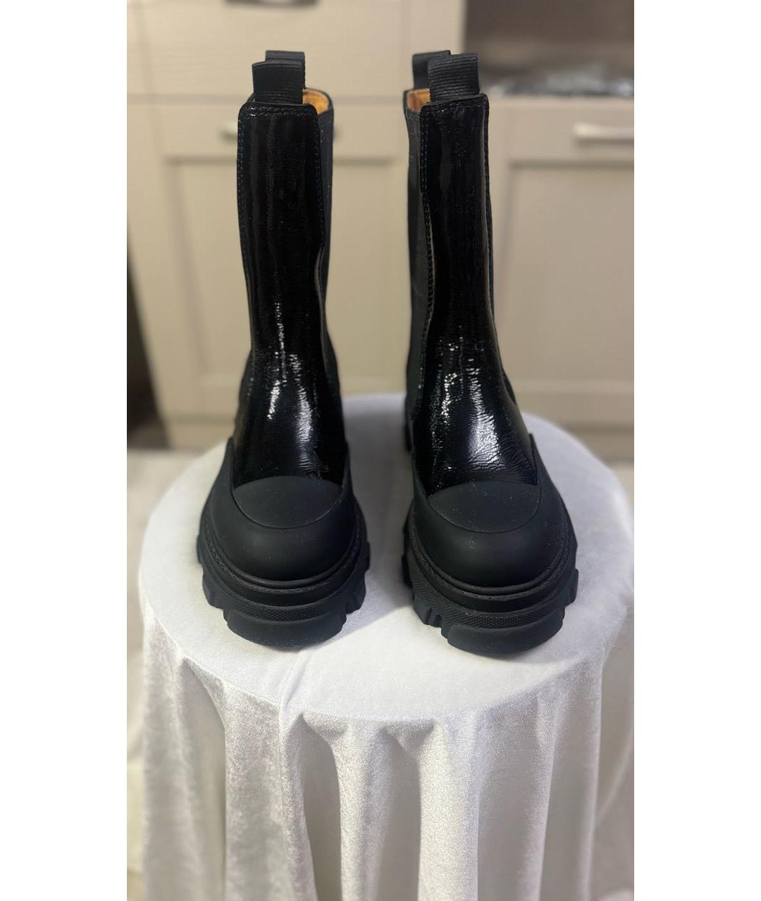 GANNI Черные ботинки из лакированной кожи, фото 2