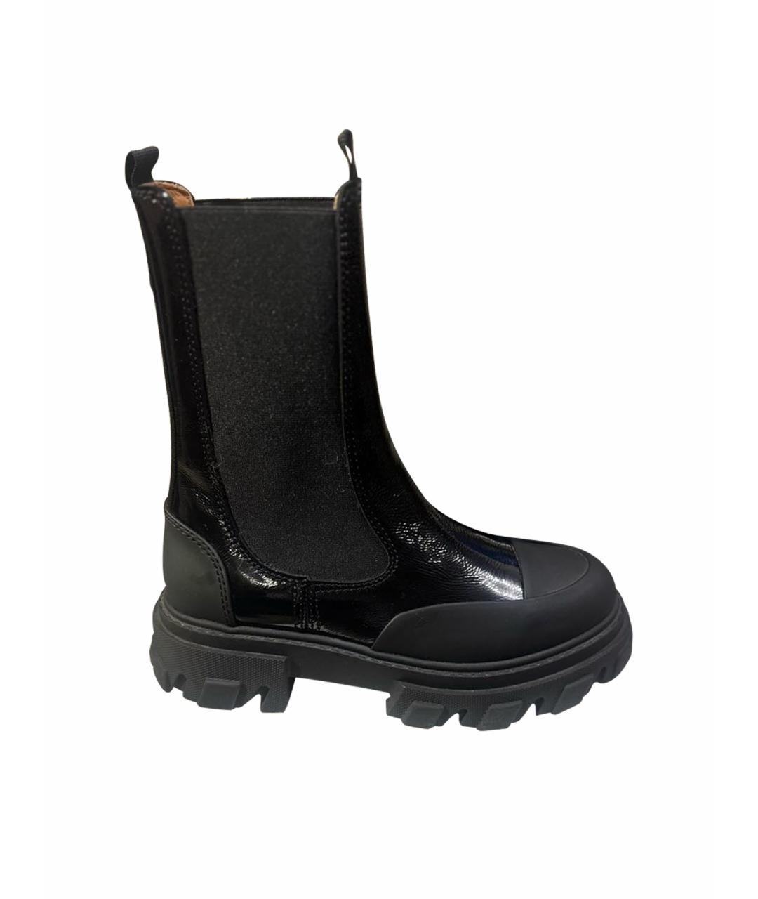 GANNI Черные ботинки из лакированной кожи, фото 1