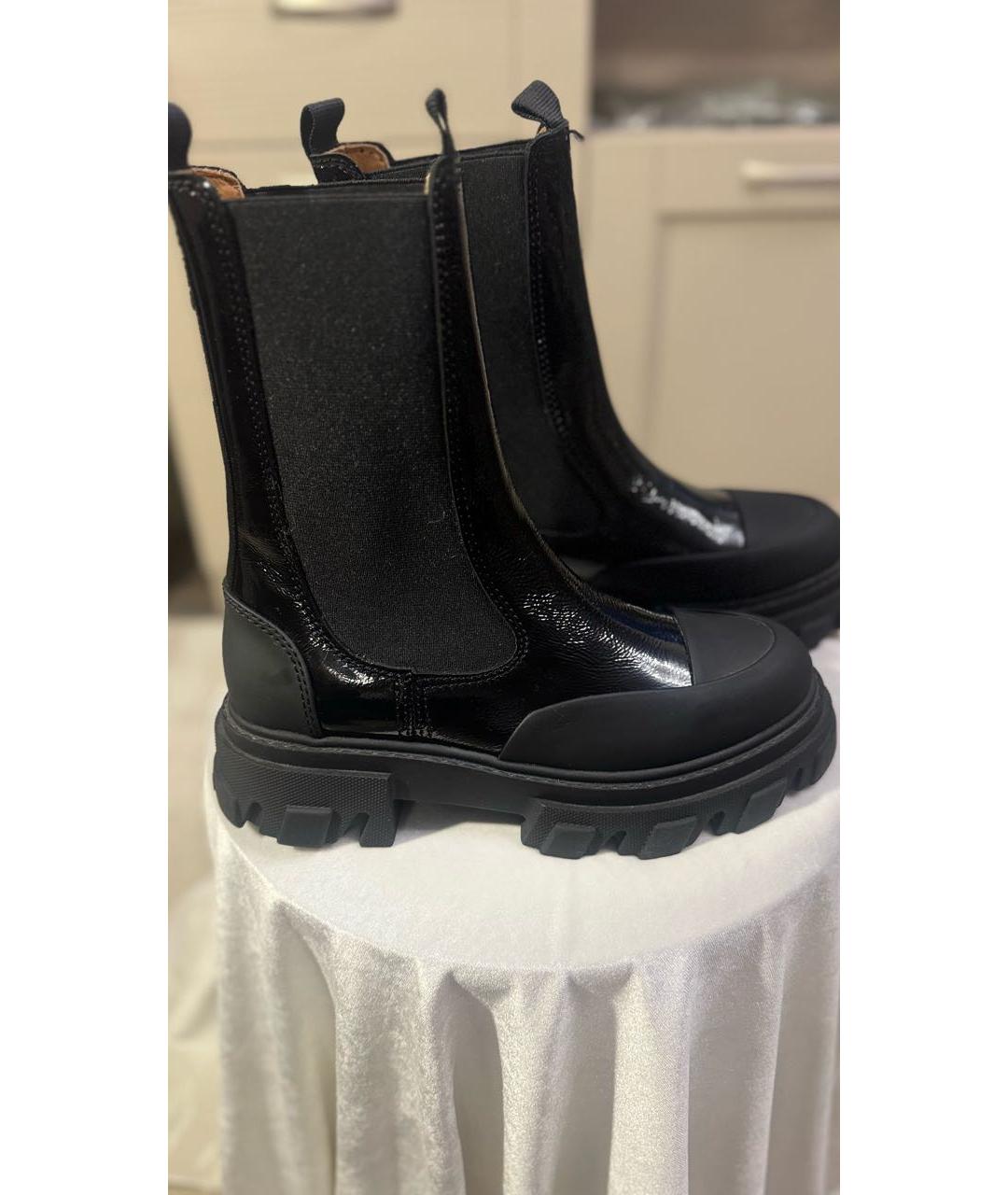GANNI Черные ботинки из лакированной кожи, фото 9