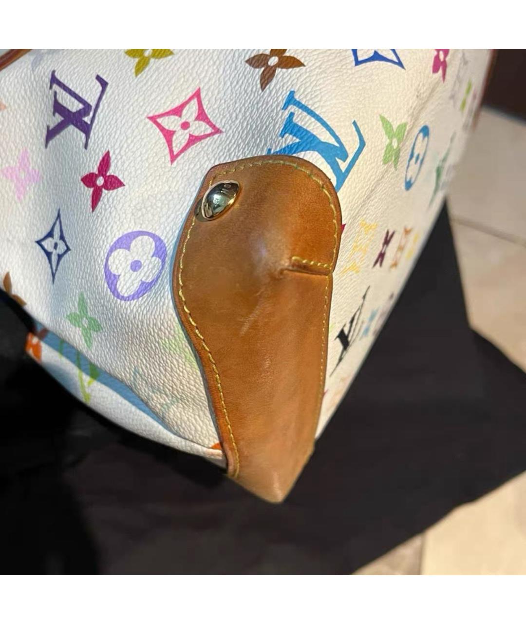 LOUIS VUITTON Белая кожаная сумка с короткими ручками, фото 6