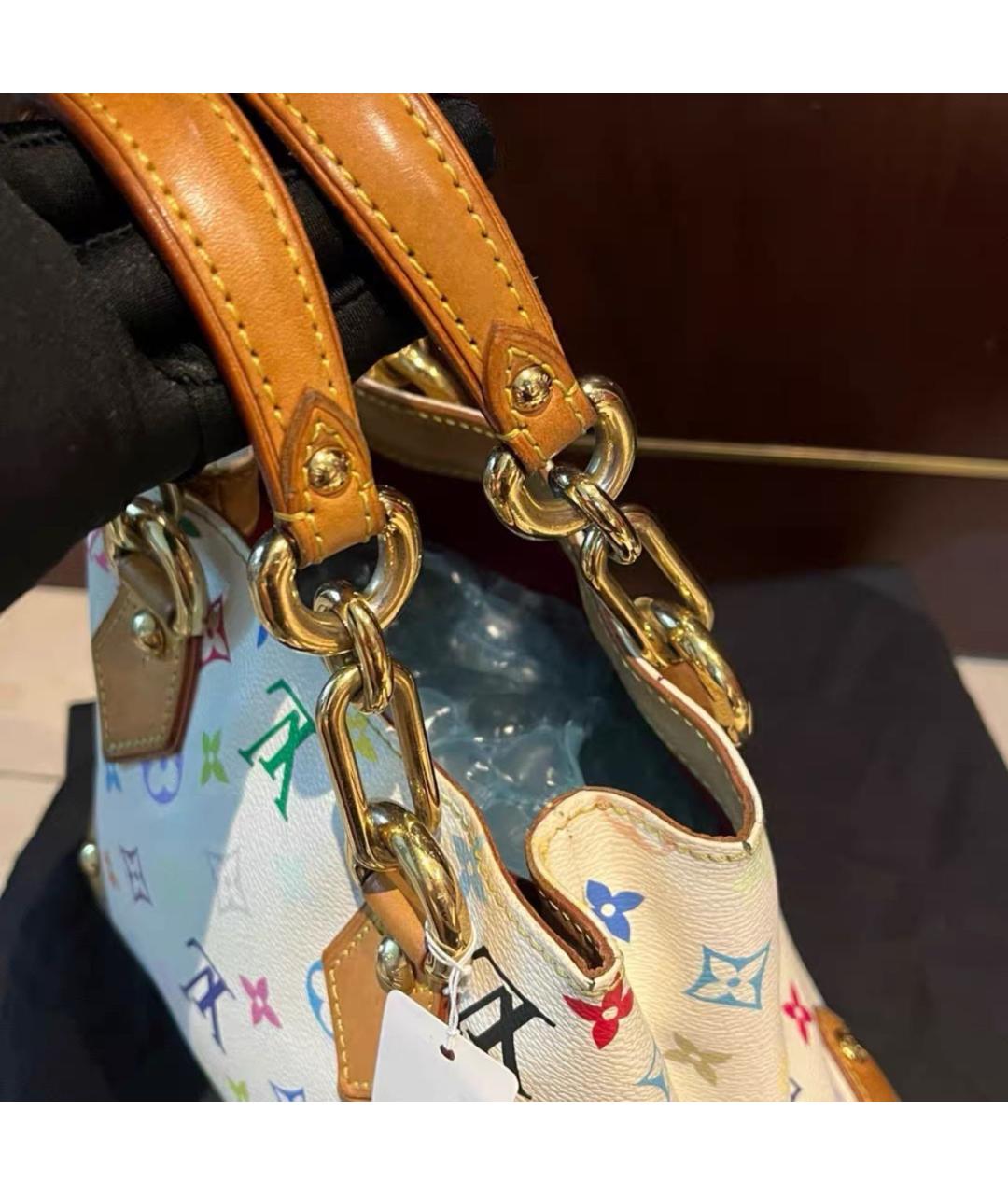 LOUIS VUITTON Белая кожаная сумка с короткими ручками, фото 4