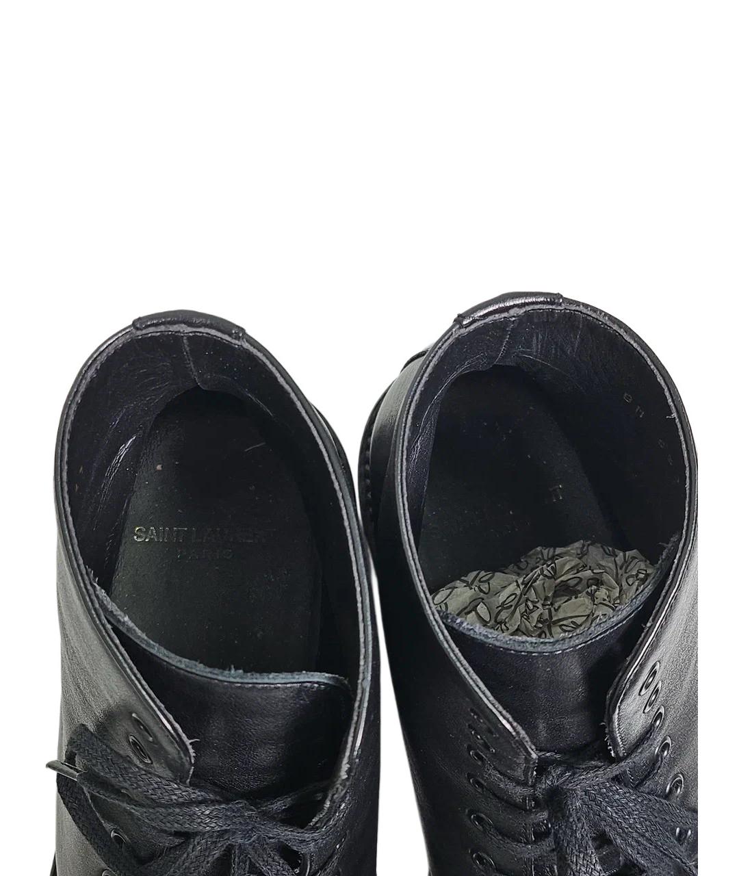 SAINT LAURENT Черные кожаные ботинки, фото 5