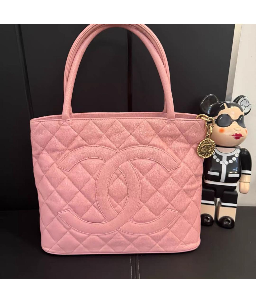 CHANEL Розовая кожаная сумка тоут, фото 9