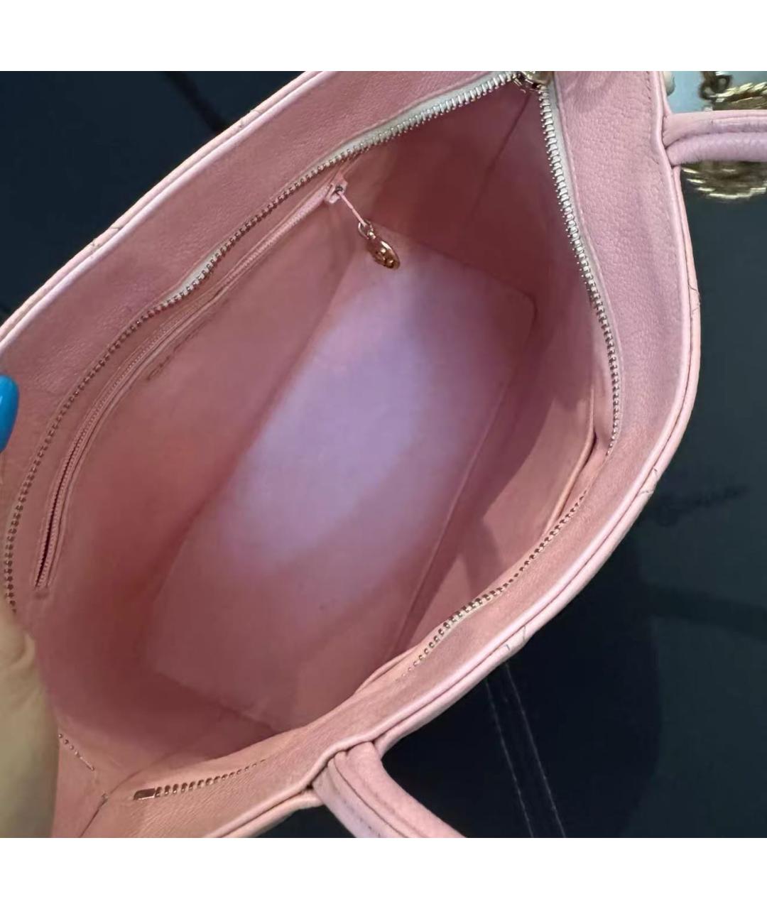 CHANEL Розовая кожаная сумка тоут, фото 8