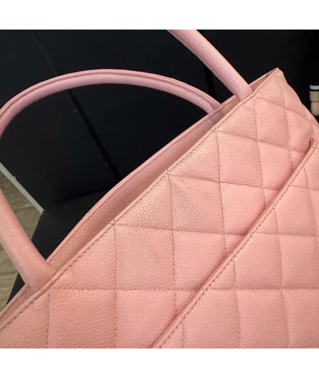 CHANEL Розовая кожаная сумка тоут, фото 7