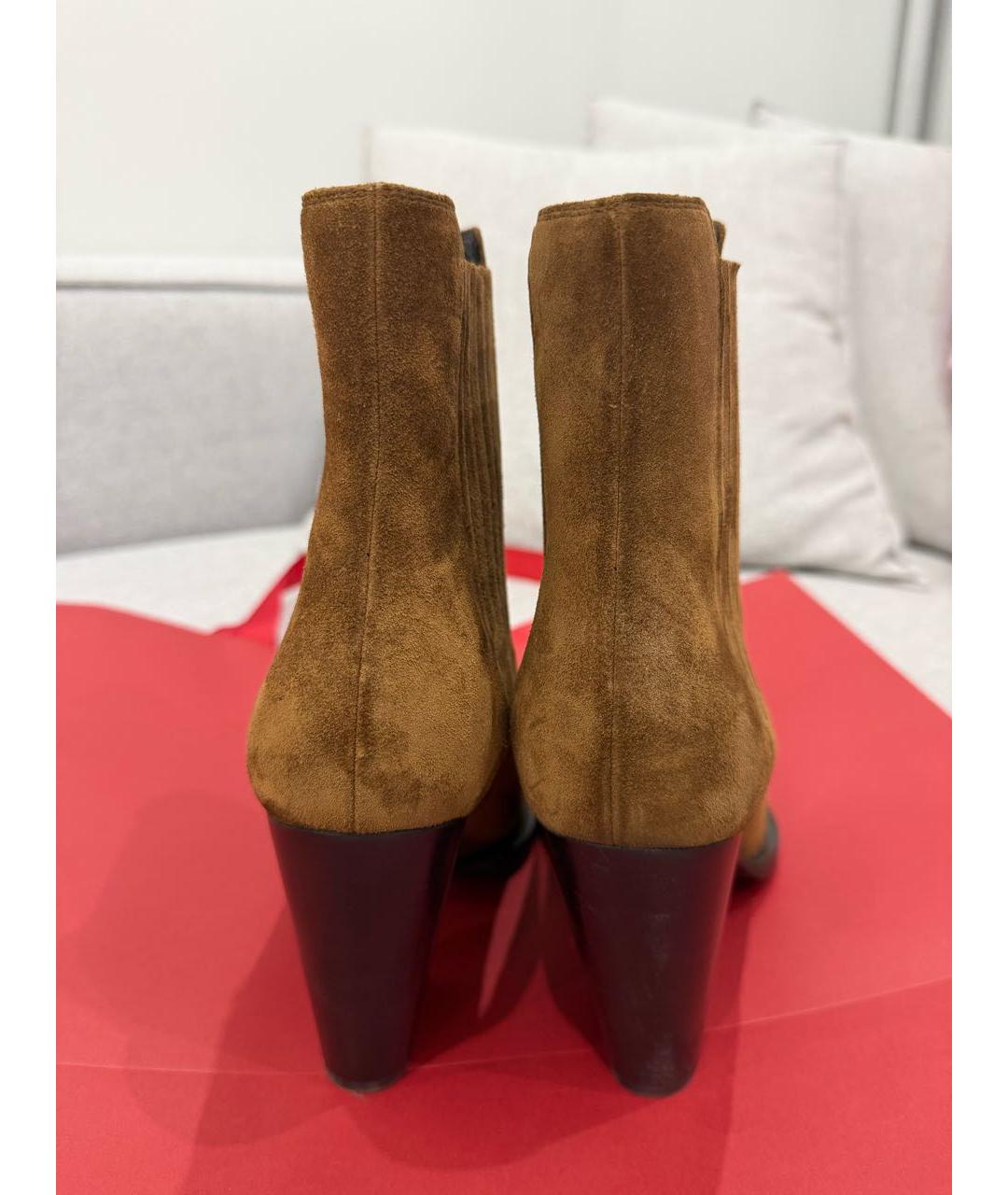 SAINT LAURENT Коричневые замшевые ботильоны, фото 6