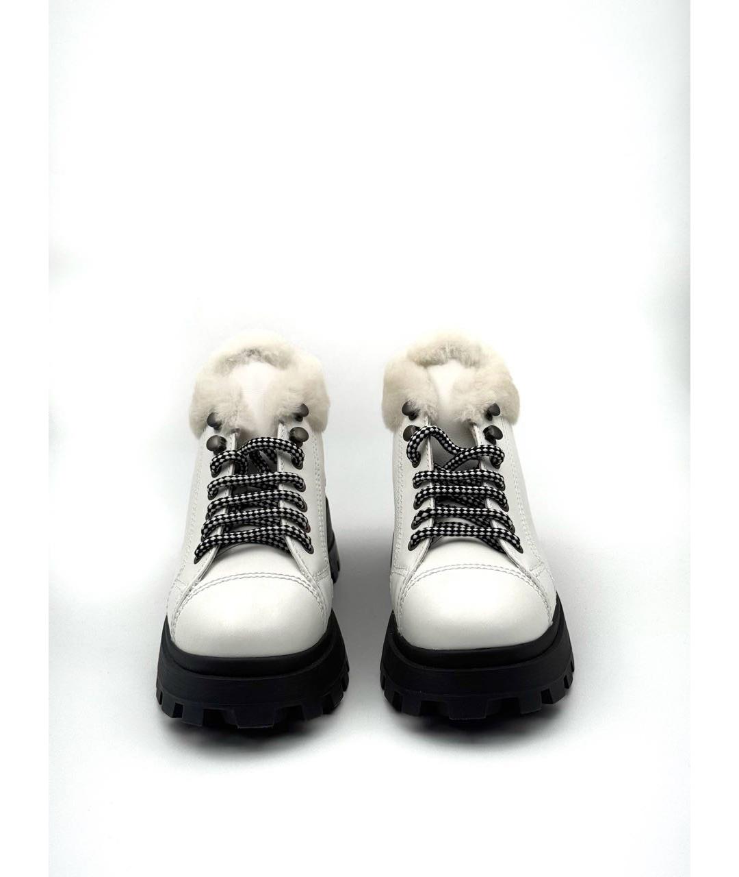 MIU MIU Белые кожаные ботинки, фото 2