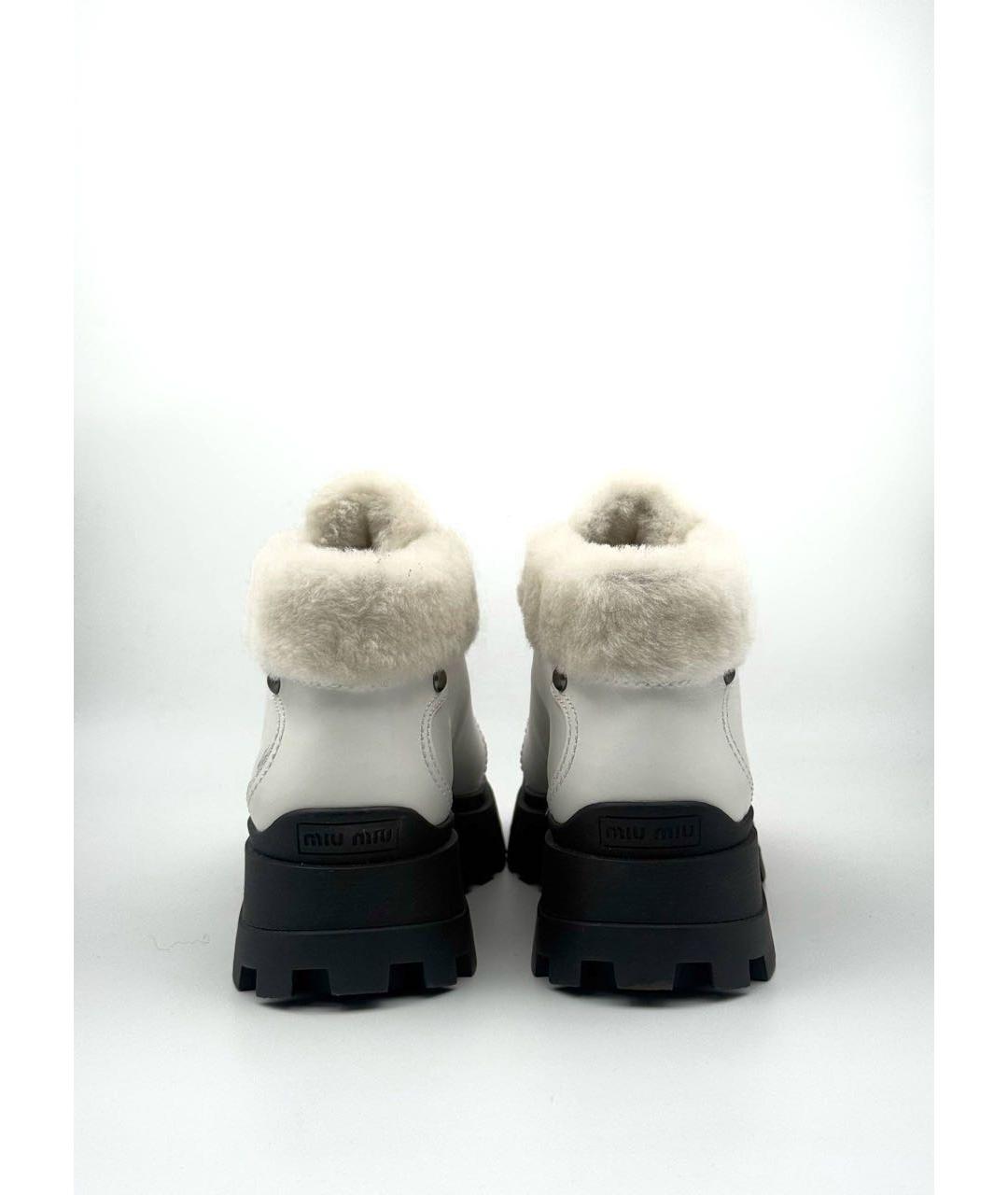 MIU MIU Белые кожаные ботинки, фото 3