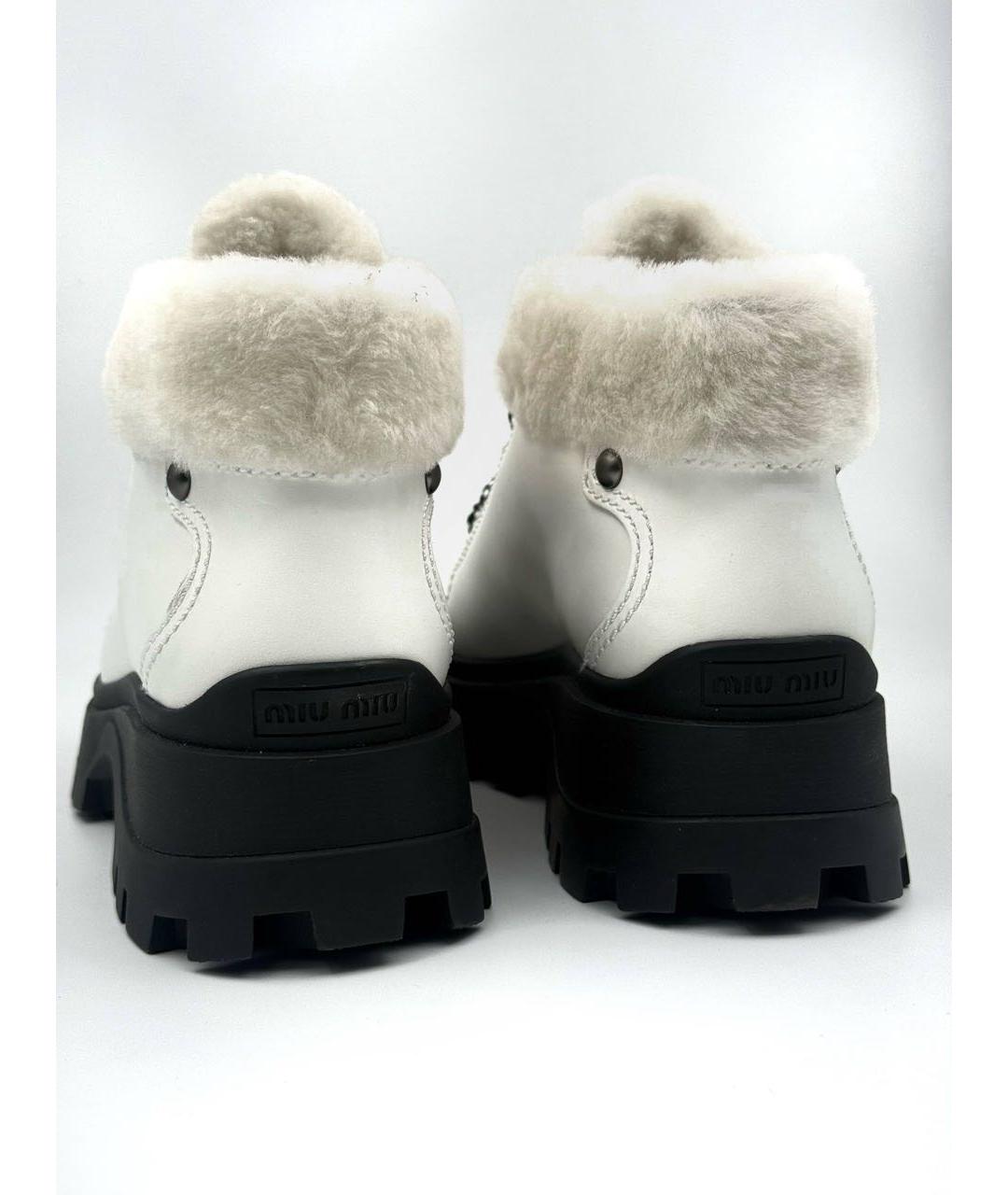 MIU MIU Белые кожаные ботинки, фото 4