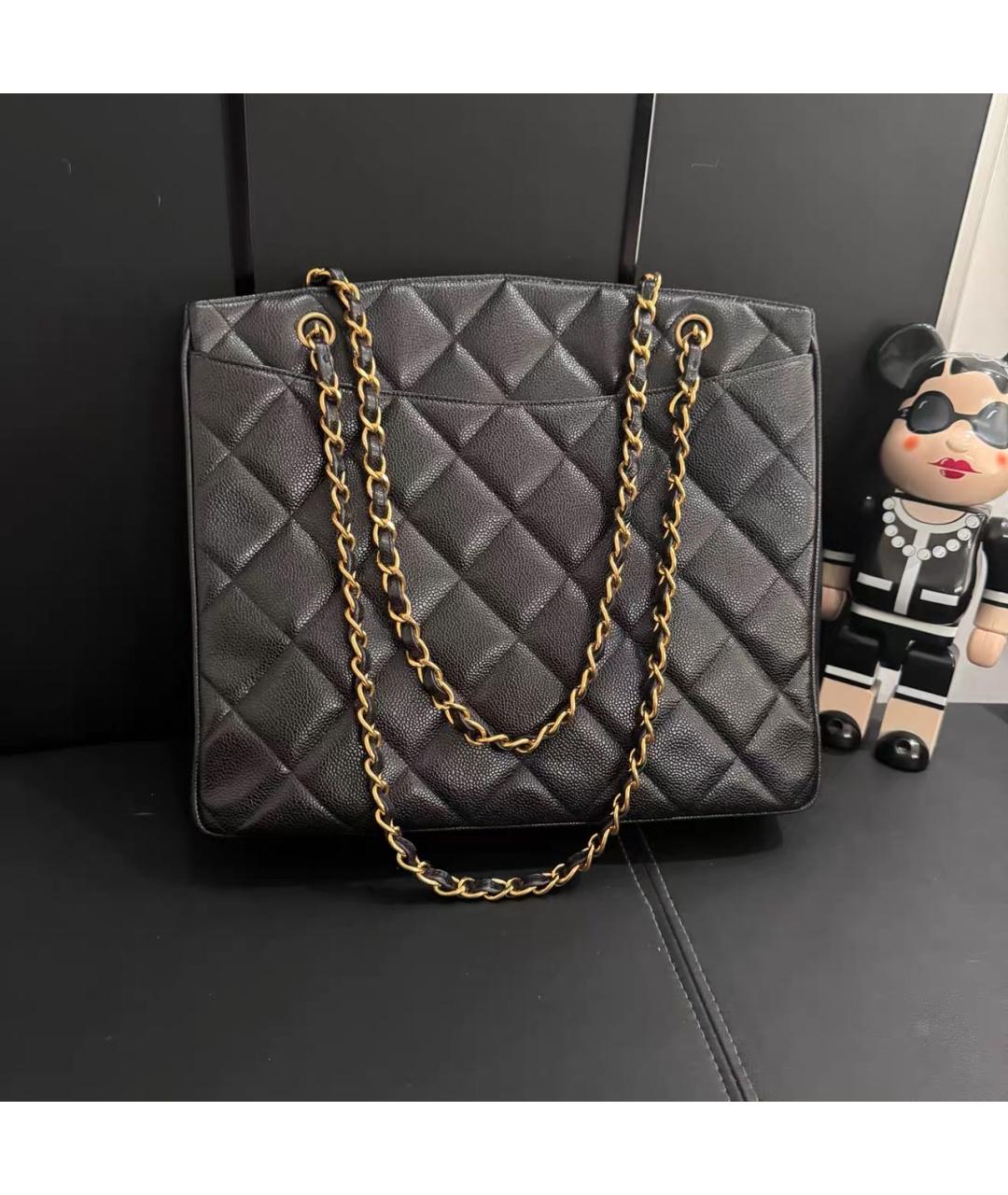 CHANEL Черная кожаная сумка тоут, фото 2