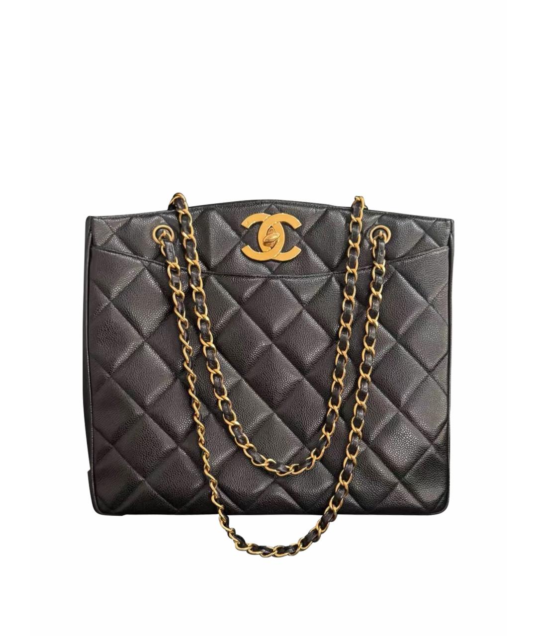 CHANEL Черная кожаная сумка тоут, фото 1