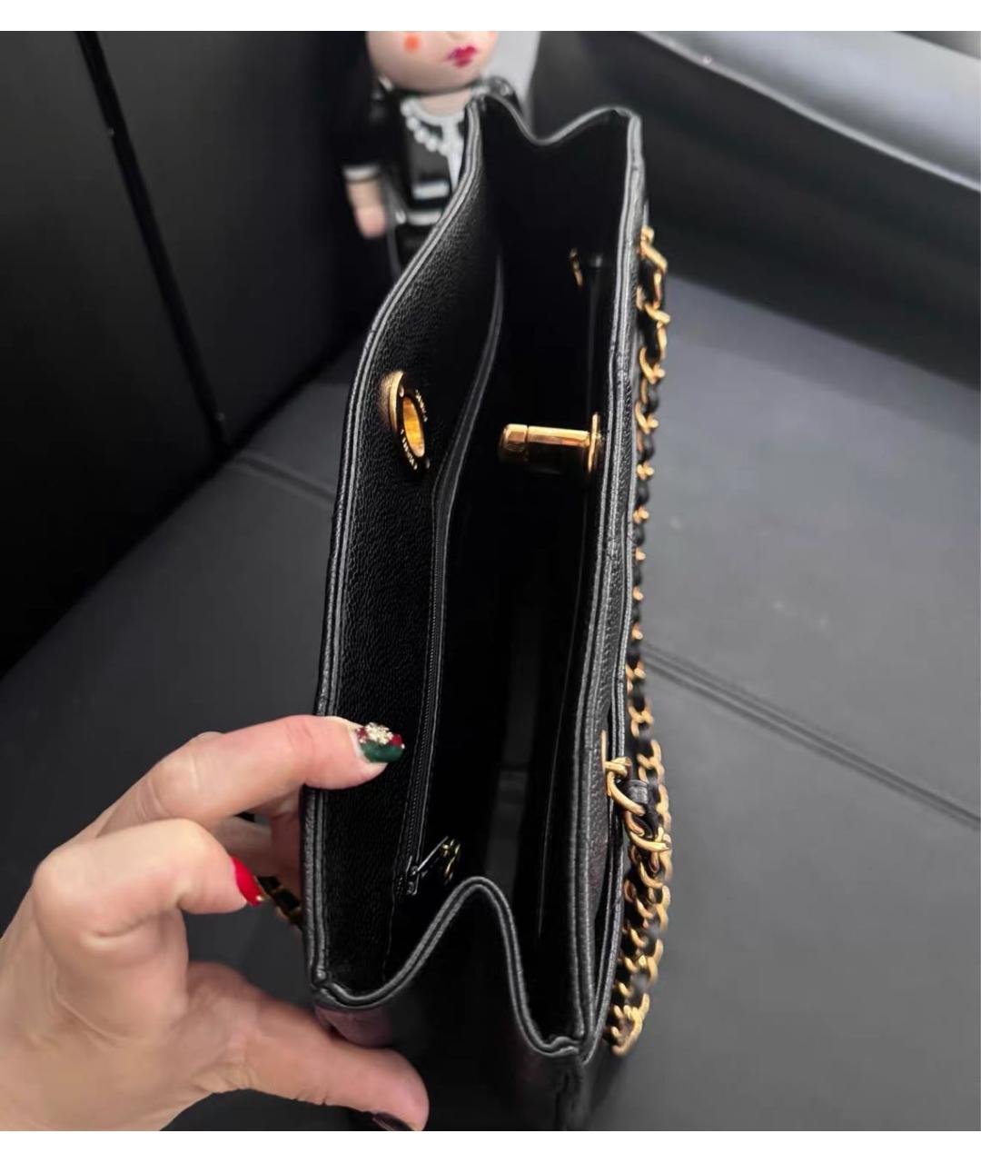 CHANEL Черная кожаная сумка тоут, фото 8