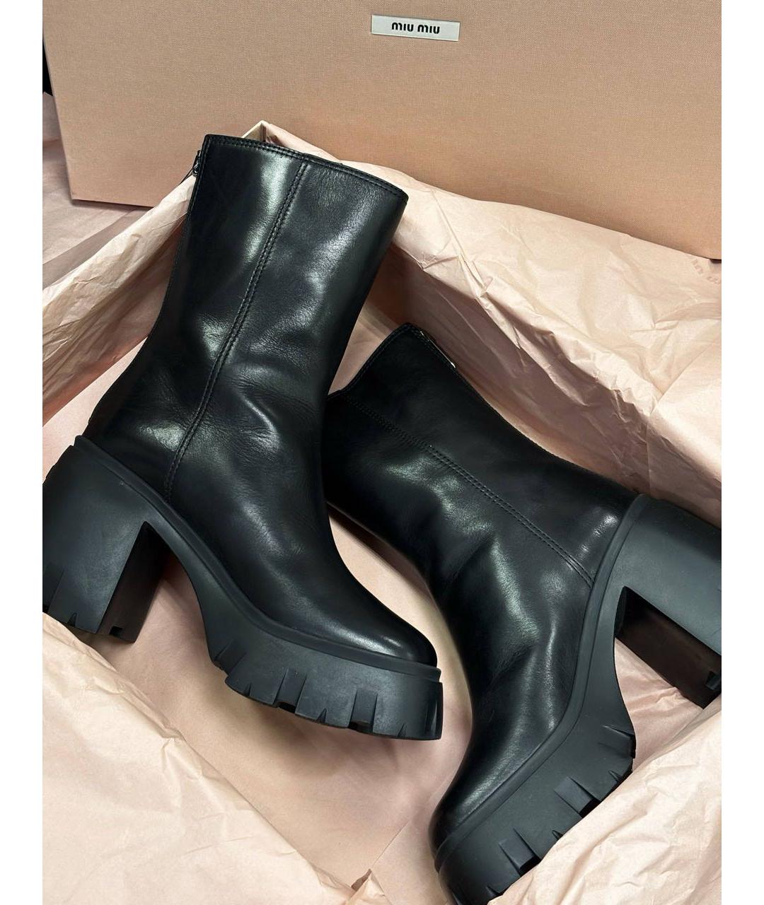 MIU MIU Черные кожаные ботильоны, фото 5
