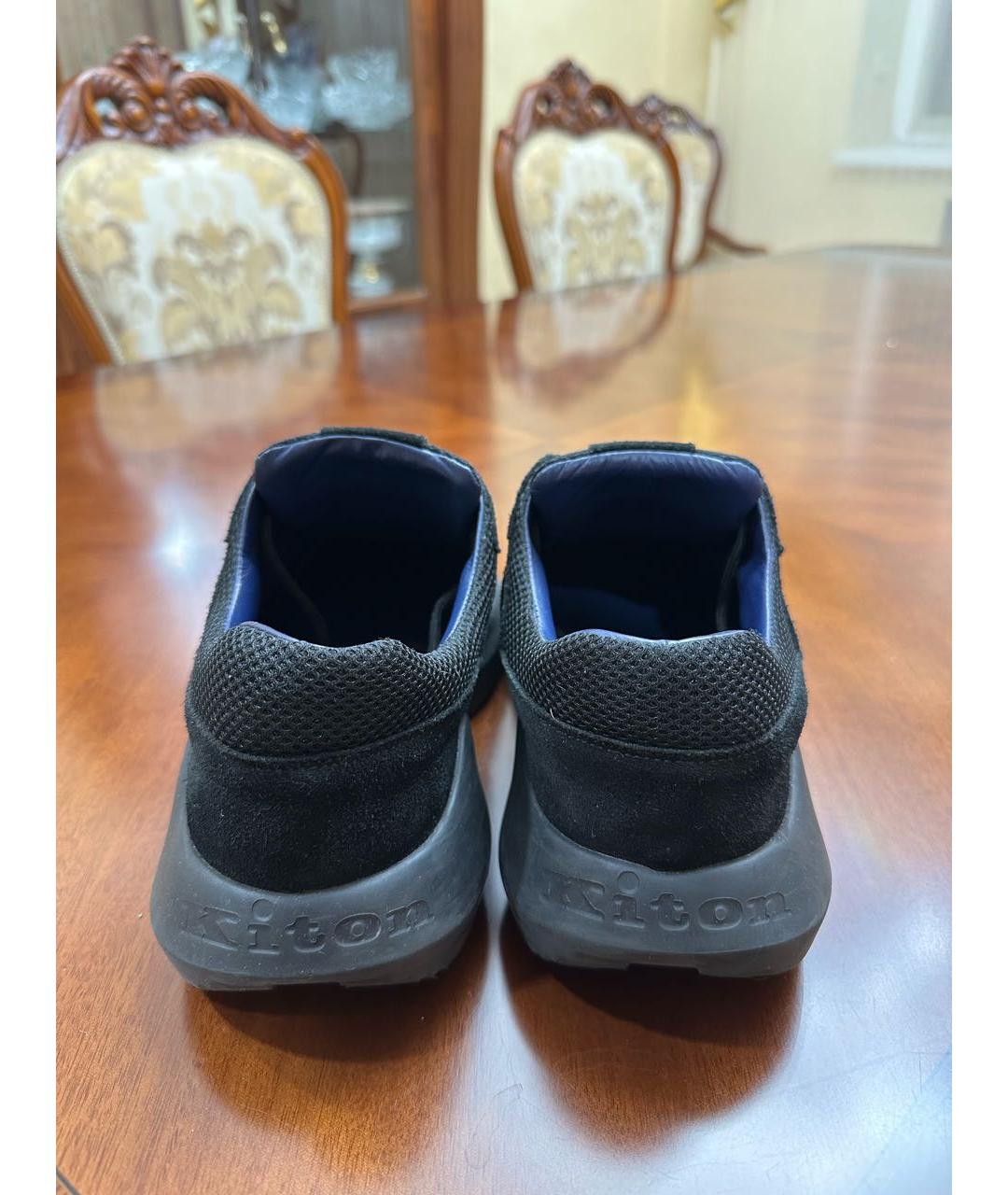 KITON Черные замшевые низкие кроссовки / кеды, фото 5