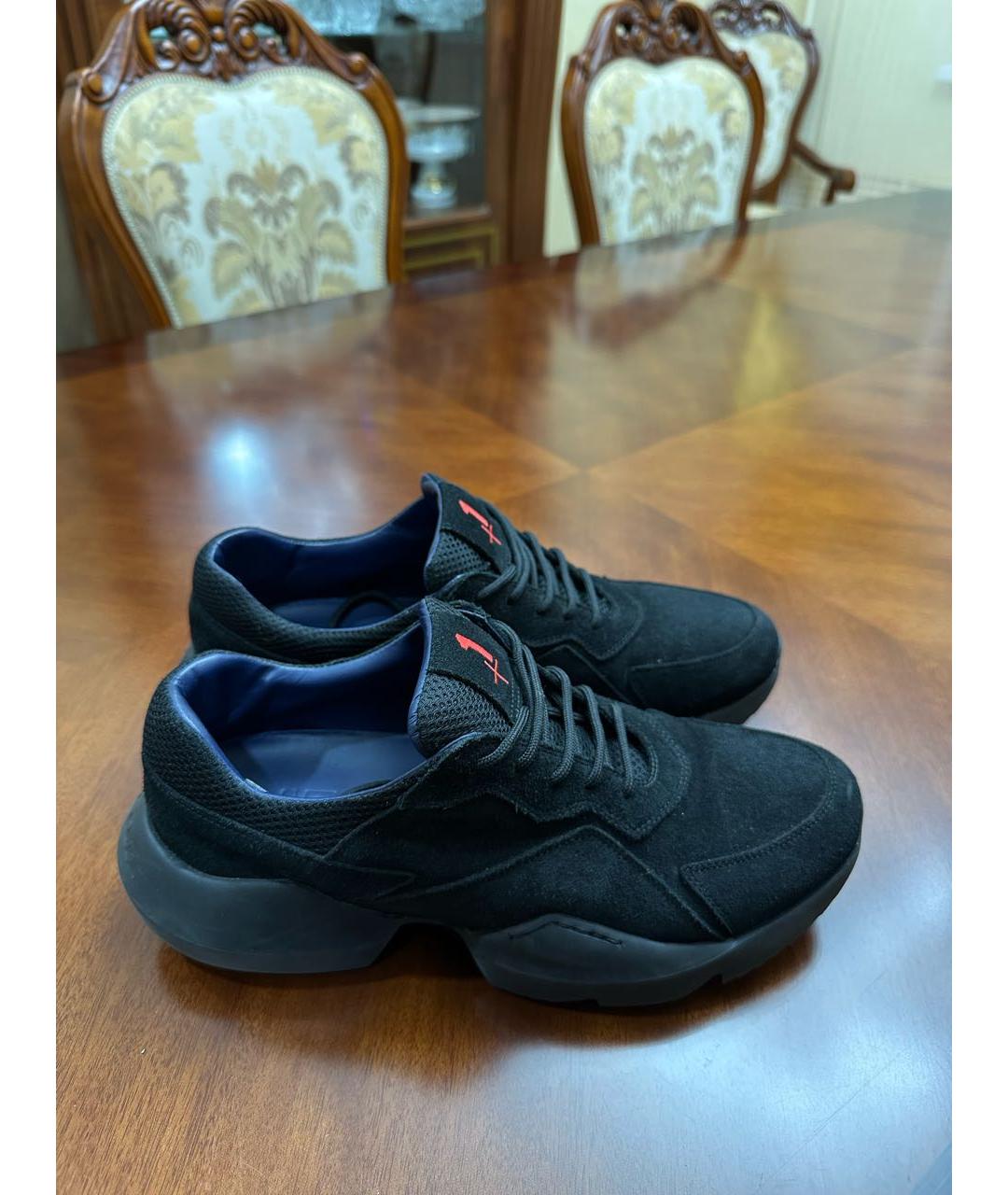 KITON Черные замшевые низкие кроссовки / кеды, фото 8