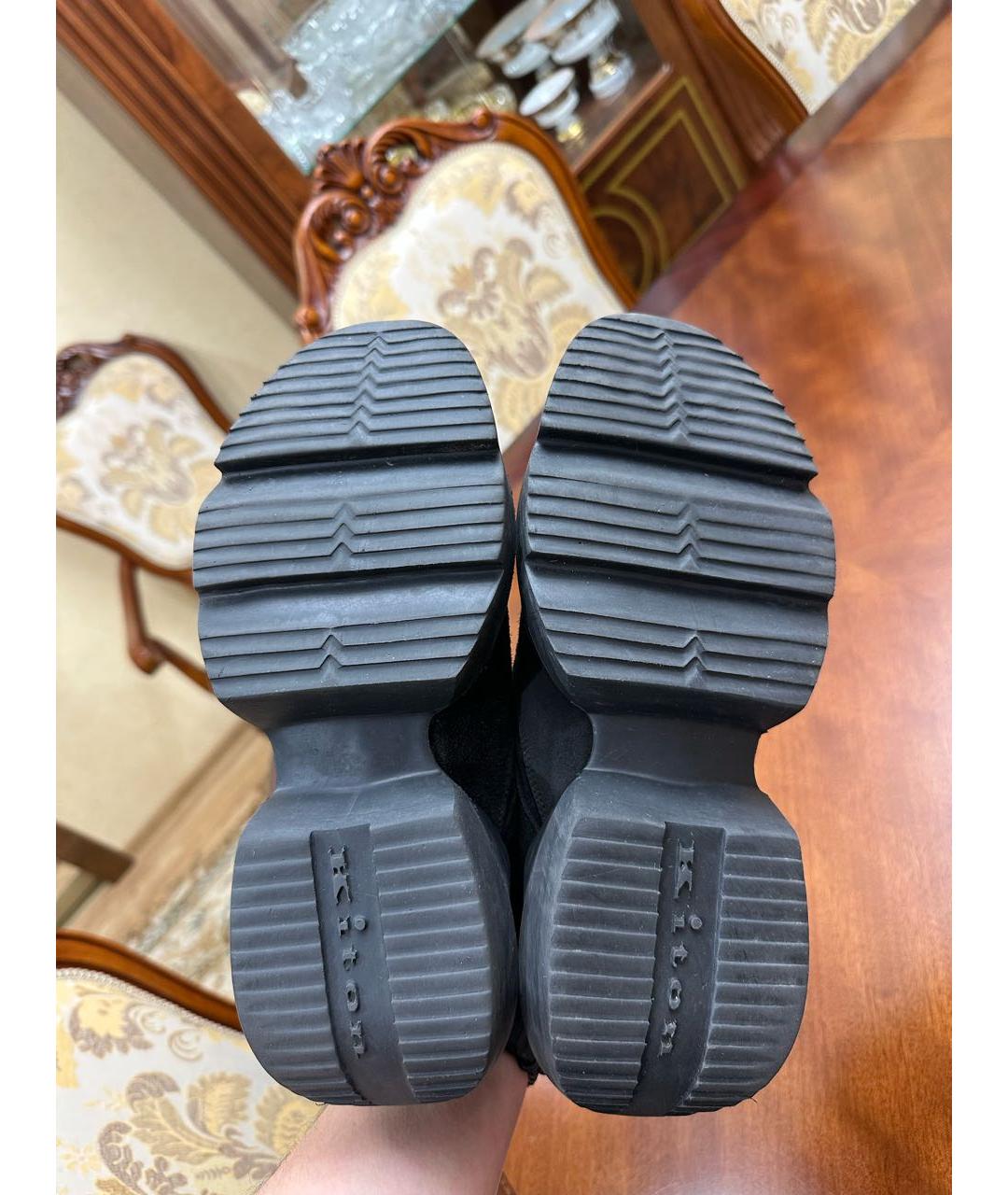 KITON Черные замшевые низкие кроссовки / кеды, фото 7