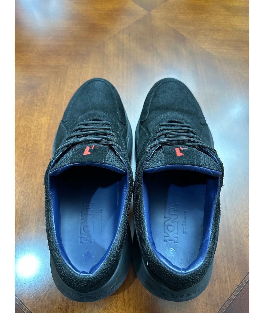 KITON Черные замшевые низкие кроссовки / кеды, фото 6