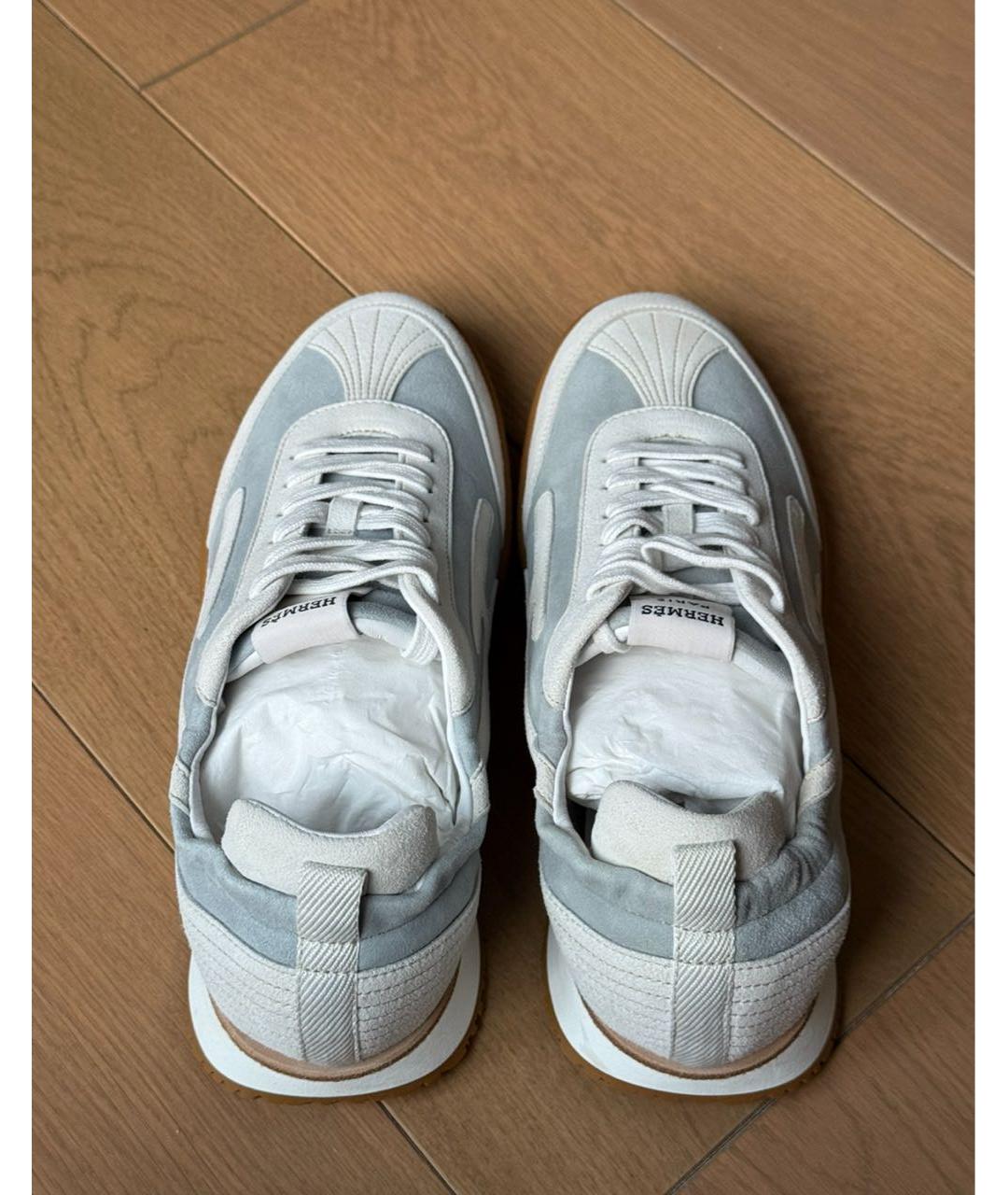 HERMES Голубые замшевые кроссовки, фото 3