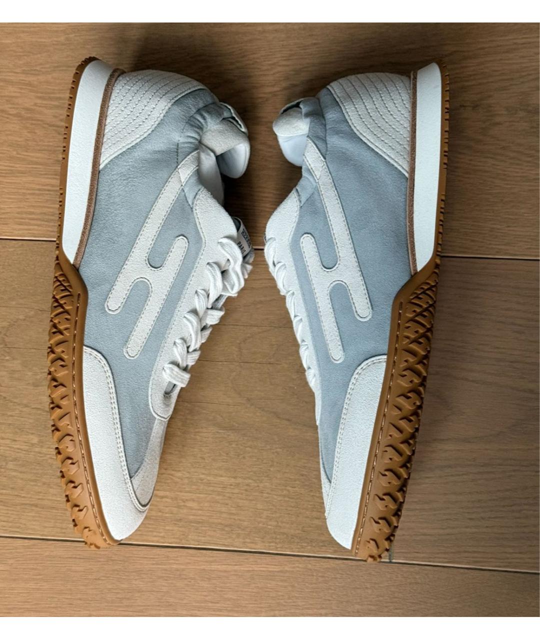 HERMES Голубые замшевые кроссовки, фото 7
