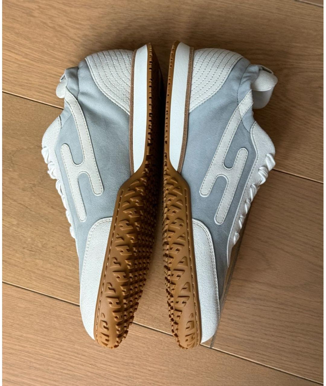 HERMES Голубые замшевые кроссовки, фото 9