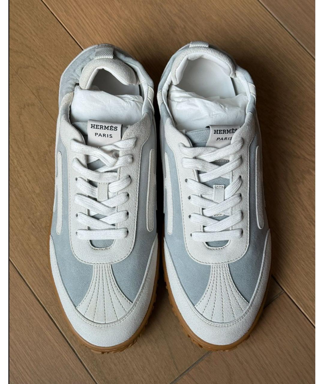 HERMES Голубые замшевые кроссовки, фото 2