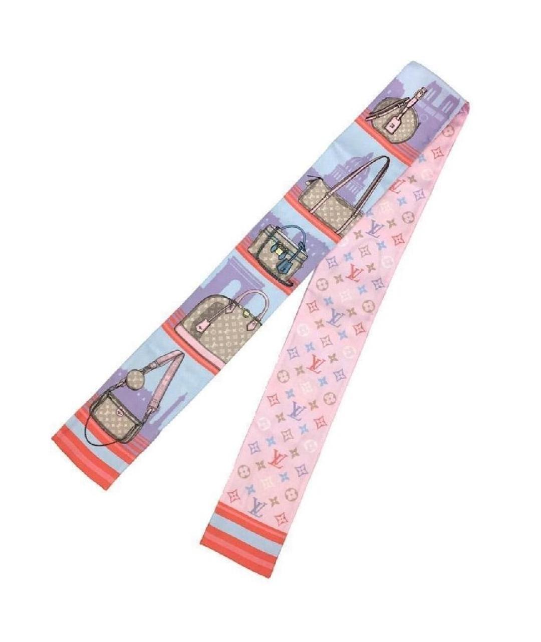 LOUIS VUITTON Розовый шелковый платок, фото 4