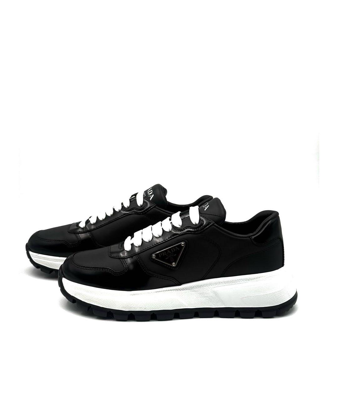 PRADA Черные кожаные кроссовки, фото 6