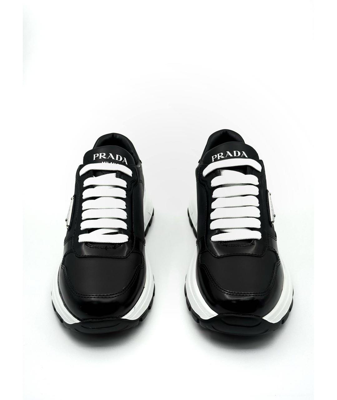 PRADA Черные кожаные кроссовки, фото 2