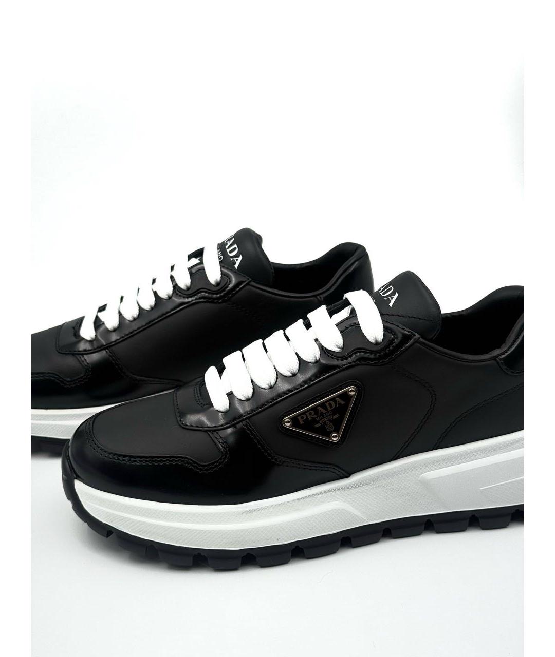 PRADA Черные кожаные кроссовки, фото 4