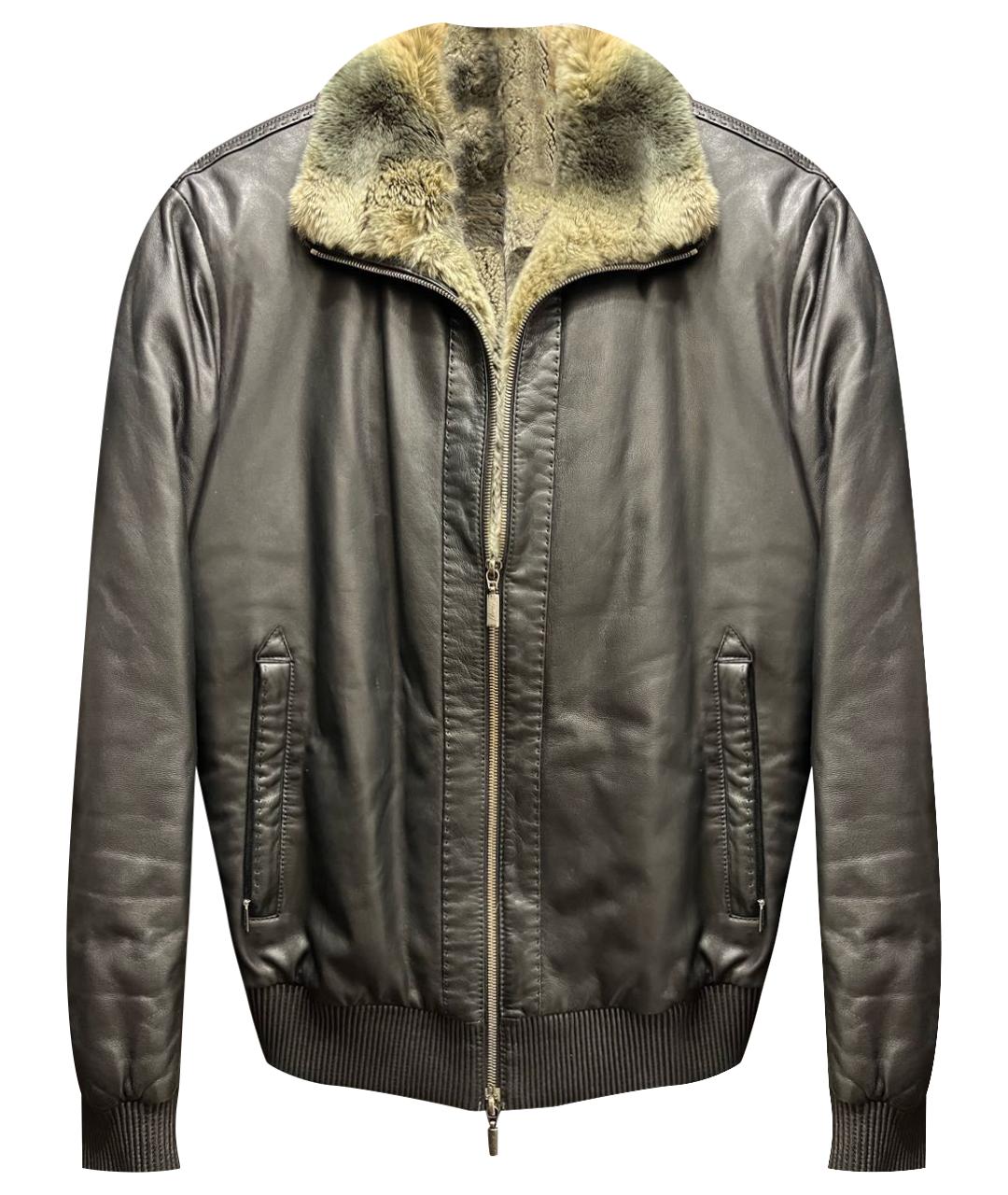 BRIONI Коричневая кожаная куртка, фото 1