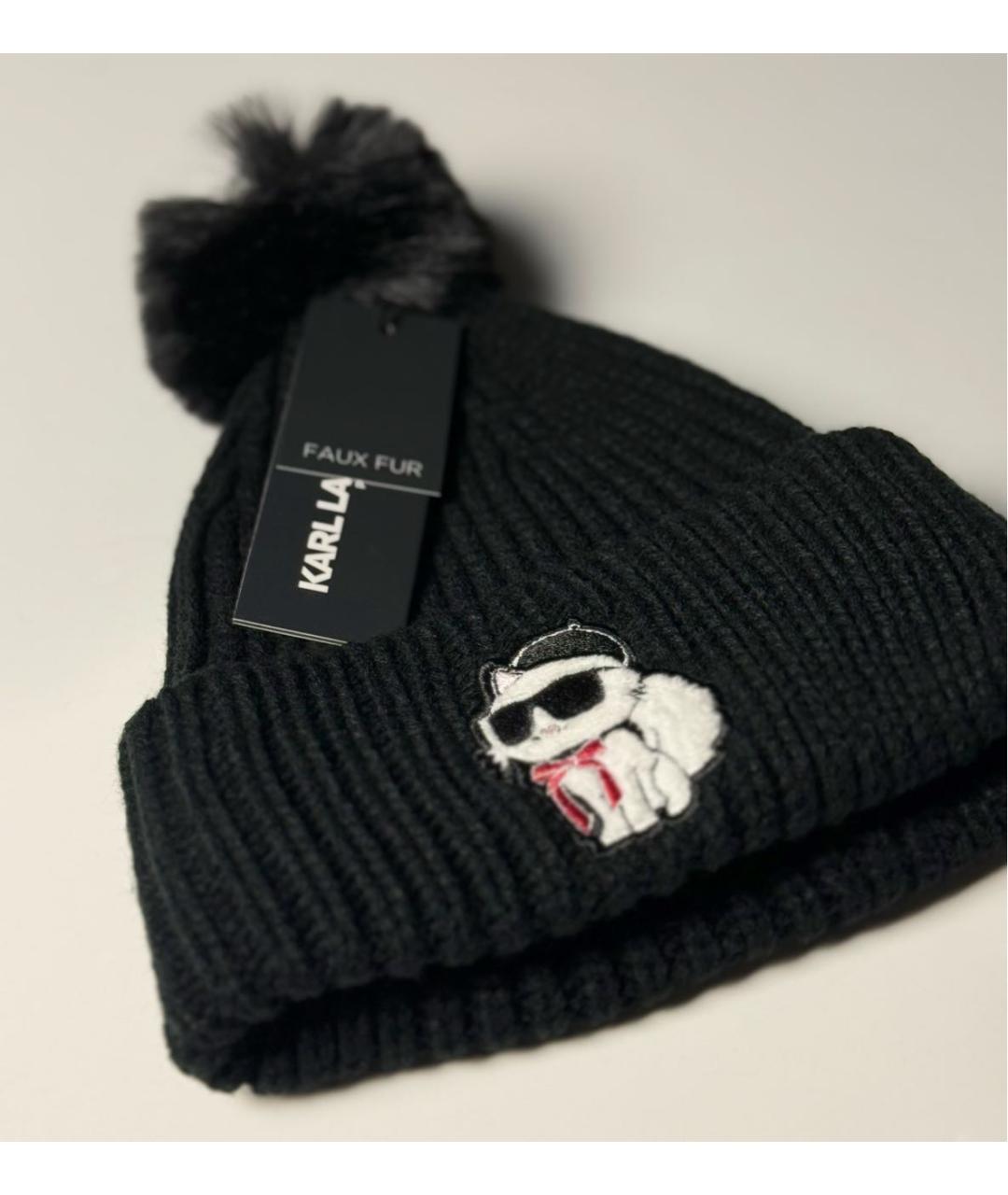 KARL LAGERFELD Черная шерстяная шапка, фото 2