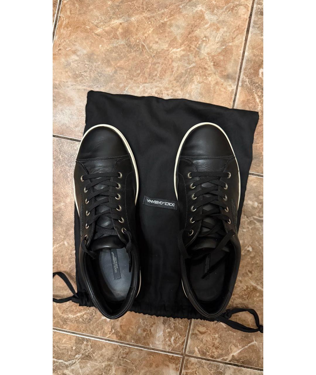 DOLCE&GABBANA Черные кожаные низкие кроссовки / кеды, фото 3