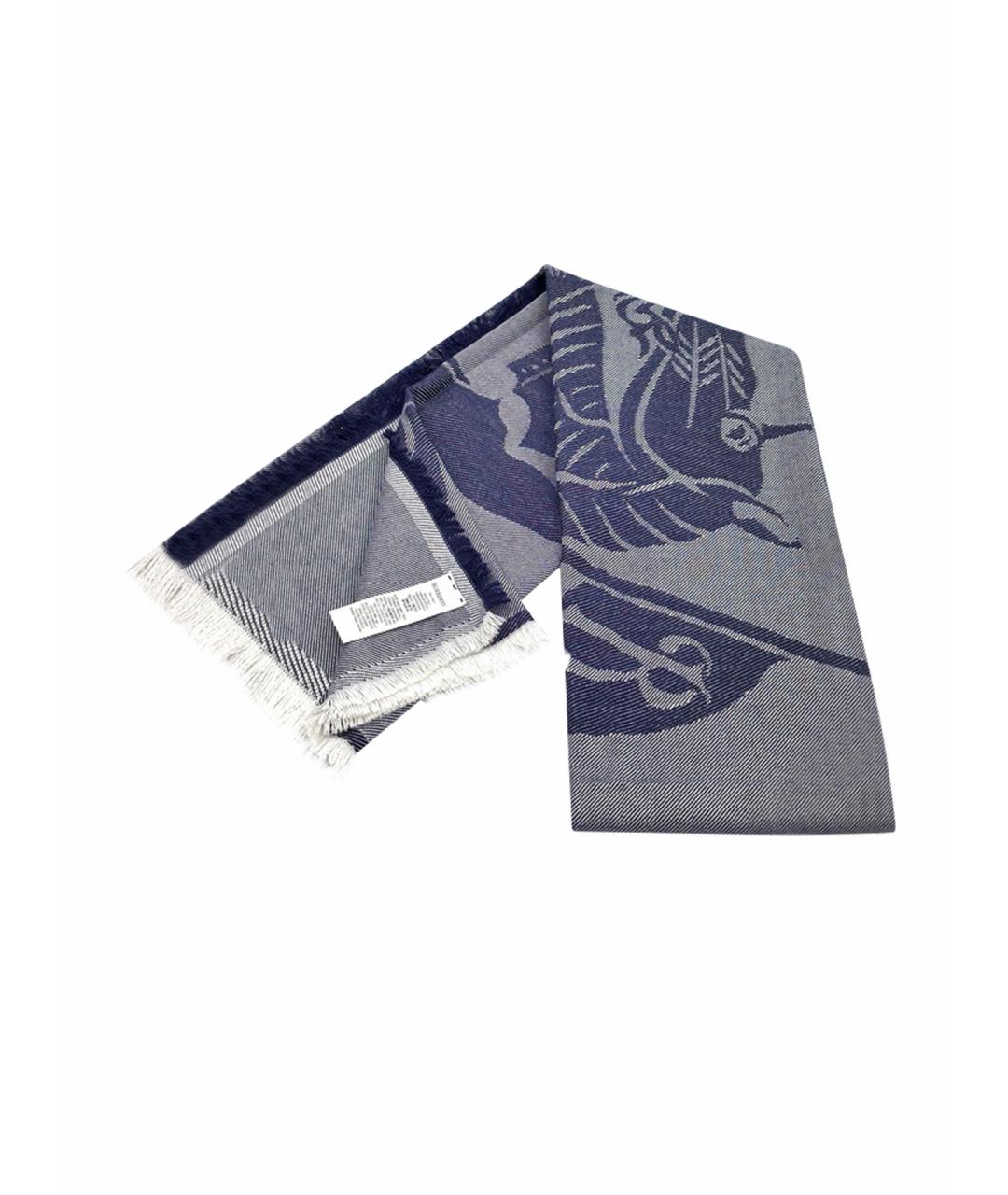 BURBERRY Синий шерстяной шарф, фото 1