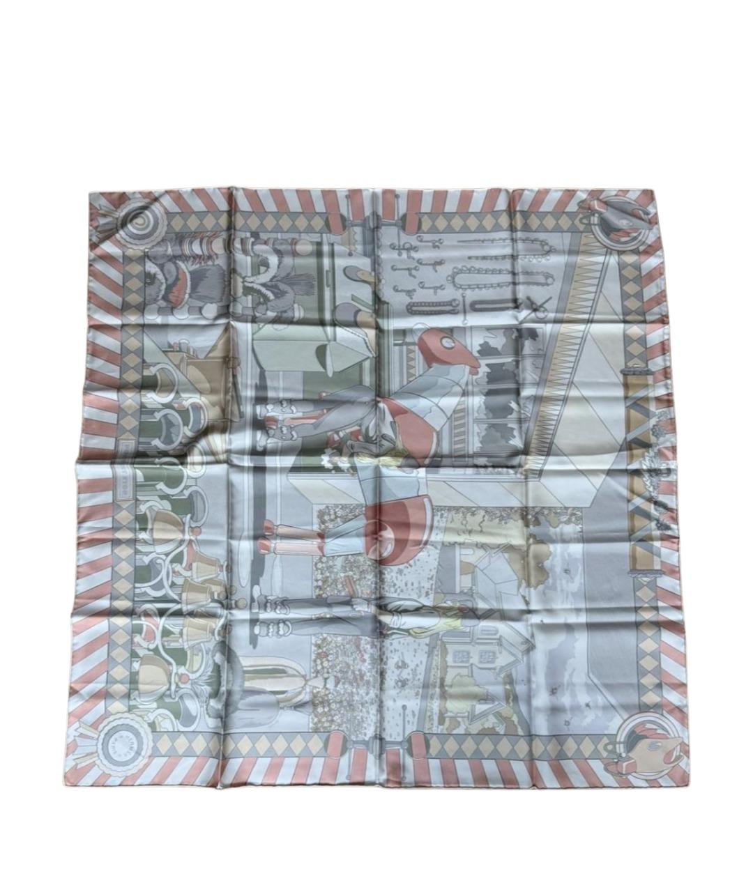 HERMES Мульти шелковый платок, фото 6