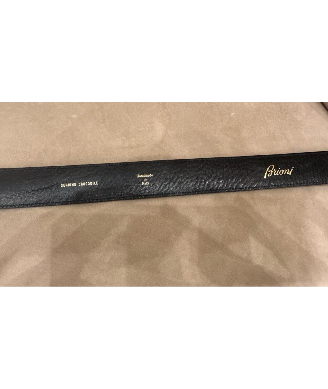 BRIONI Черный ремень из экзотической кожи, фото 2