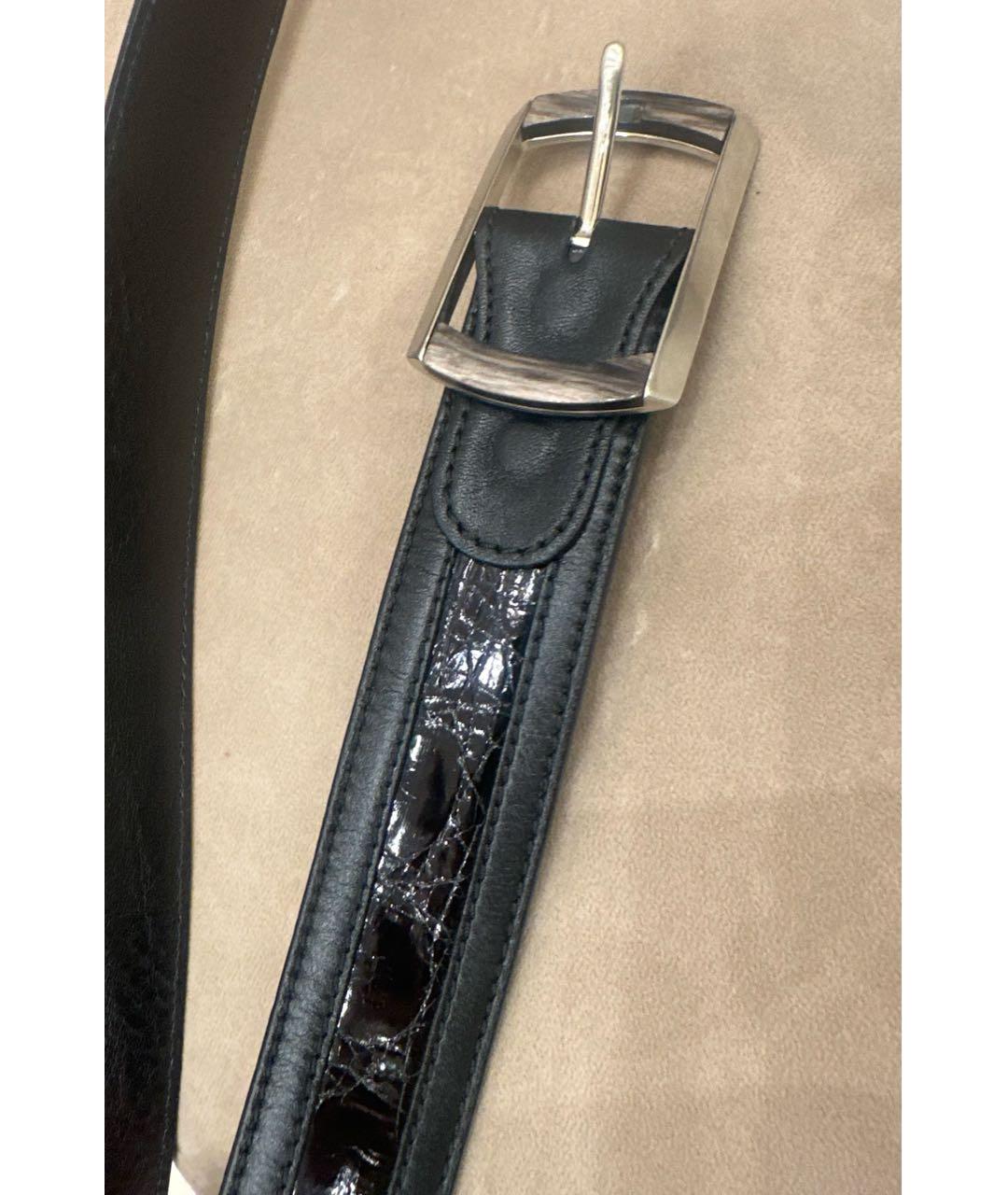 BRIONI Черный ремень из экзотической кожи, фото 4