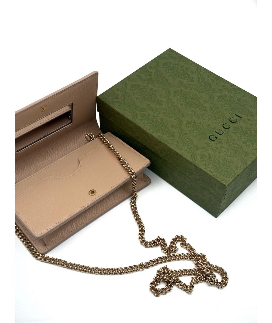 GUCCI Бежевая кожаная сумка через плечо, фото 5