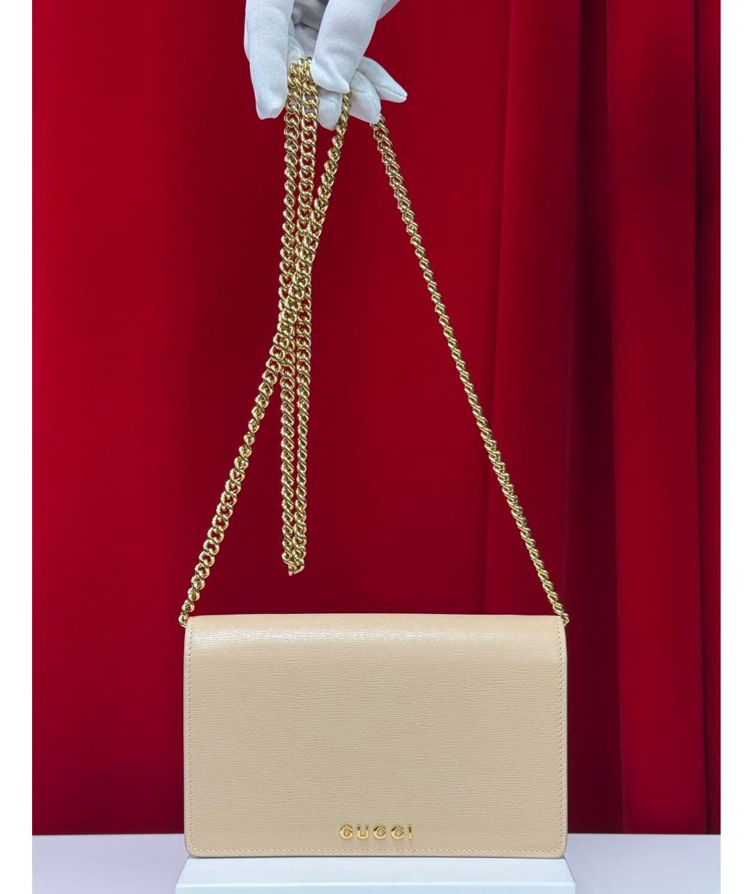 GUCCI Бежевая кожаная сумка через плечо, фото 3