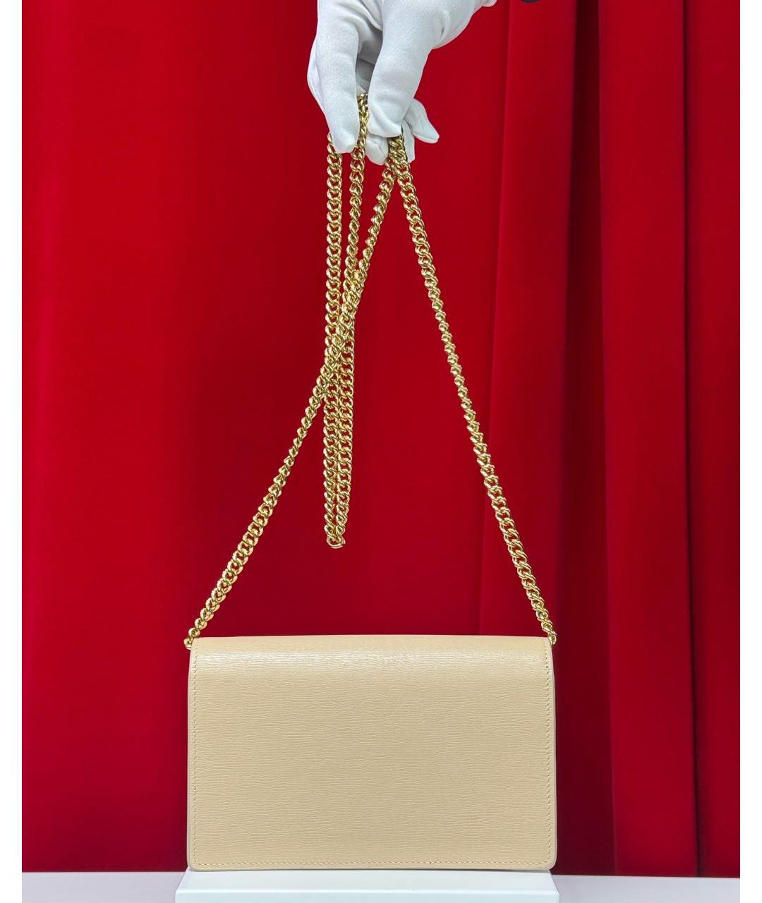 GUCCI Бежевая кожаная сумка через плечо, фото 4