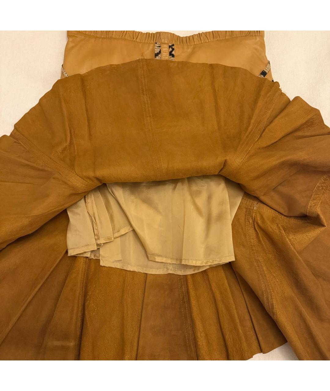 ROBERTO CAVALLI Оранжевая кожаная юбка миди, фото 4