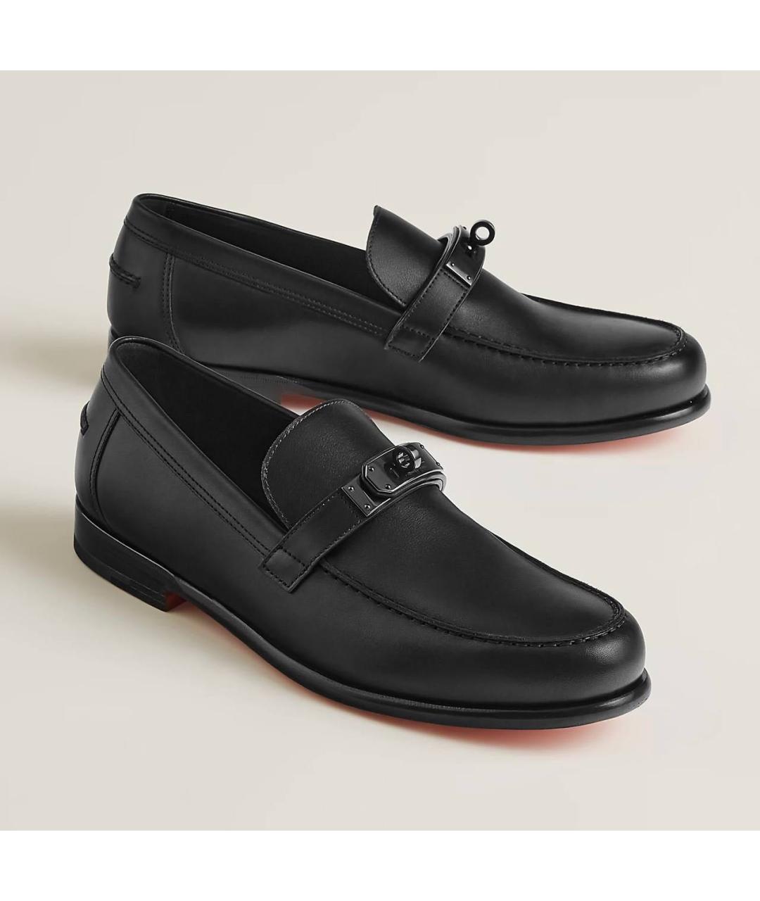 HERMES Черные кожаные туфли, фото 2